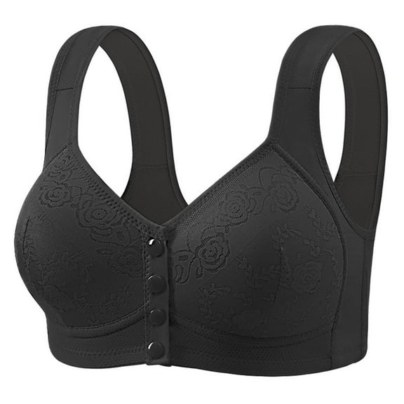 Women Front Closure Bra Wire Free Basic Bra Supportive Brassiere Back Smoothing Breathable Bralettes Full Coverage Sport Everyday Bras