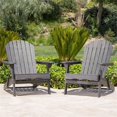 thumbnail image 3 of Noble House Hanlee Outdoor Wood Folding Adirondack Chair (Set of 2) Dark Gray, 3 of 19