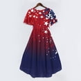 thumbnail image 4 of Elowen American 250th Anniversary Dresses for Women V-Neck Short-Sleeve Printed Casual Summer Dress Blue L, 4 of 6