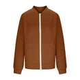 thumbnail image 5 of GEWSEY Women's Zip Up Textured Lightweight Bomber Jacket Casual Long Sleeve Outerwear (Coffee, XL), 5 of 6
