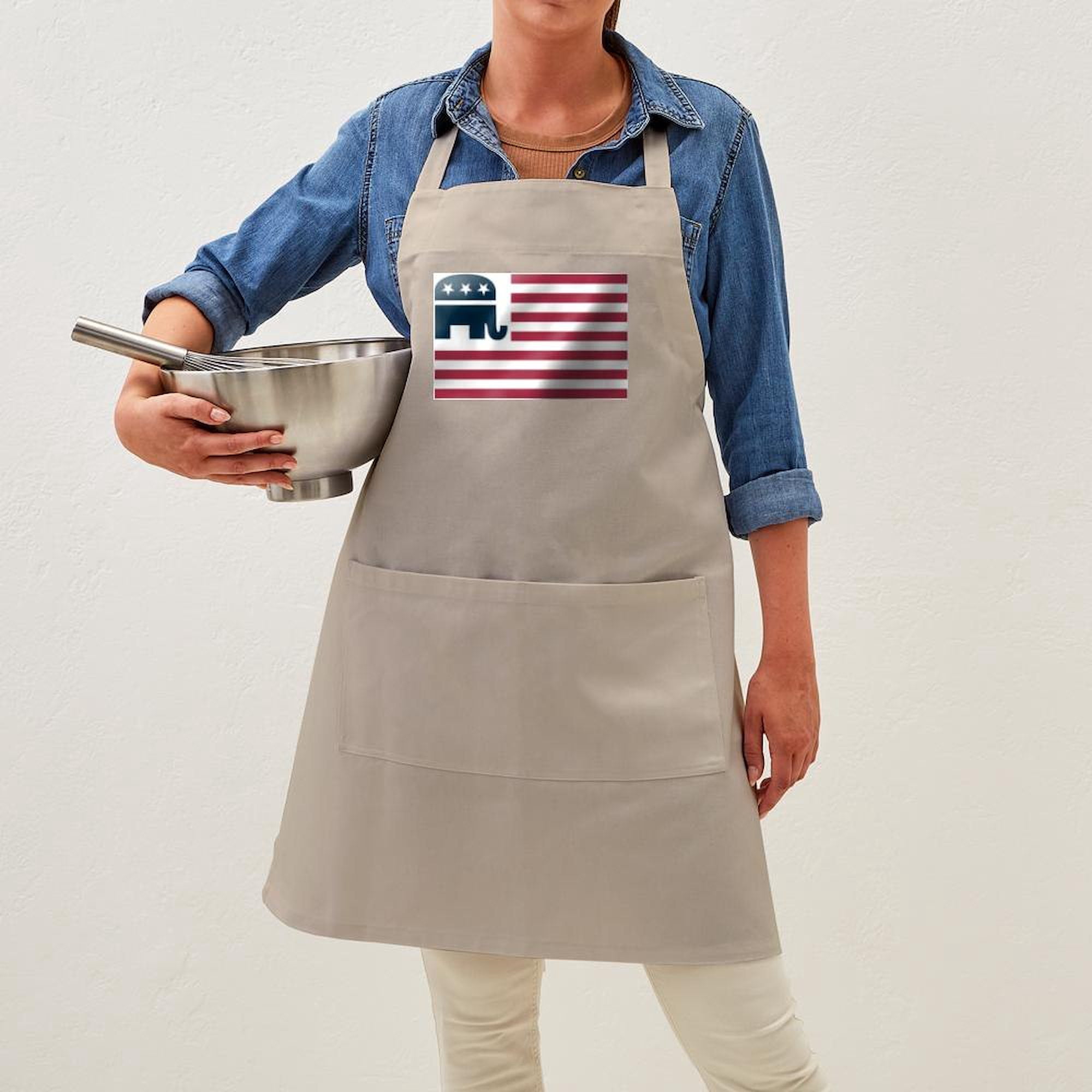 CafePress - GOP Flag BBQ - Kitchen Apron with Pockets, Grilling Apron, Baking Apron