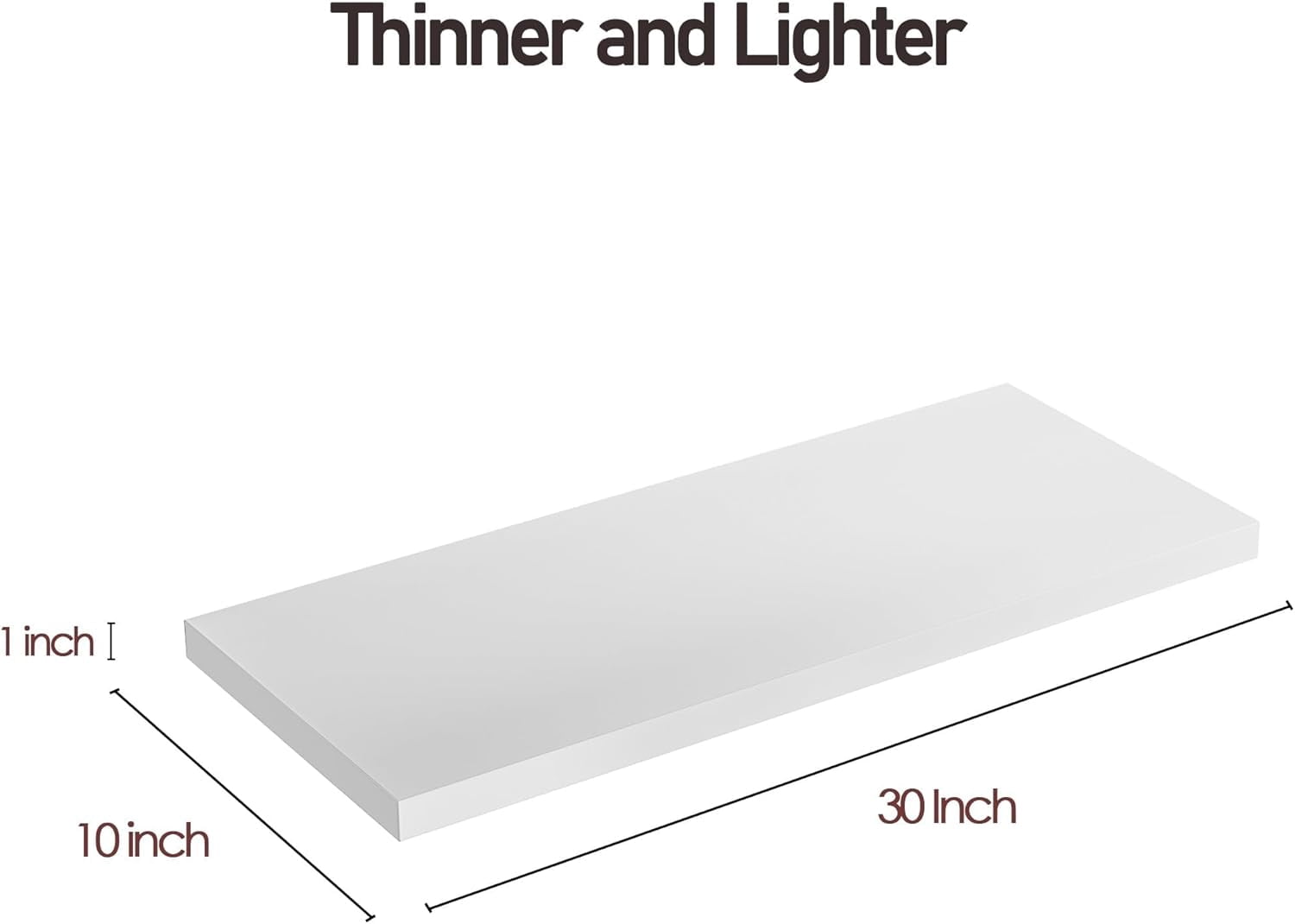 LANDMOK 10 Inch Deep Floating Shelf, 30 x10 Inch Large Wall Mounted Shelf for Kitchen, Bathroom, Living Room, White (3 Pack)