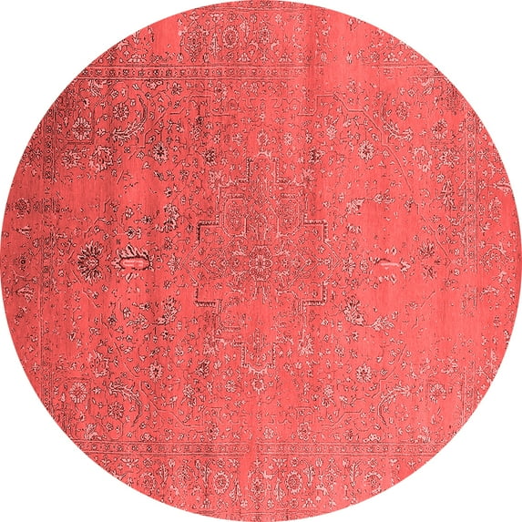Ahgly Company Indoor Round Oriental Red Industrial Area Rugs, 7' Round