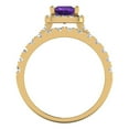 thumbnail image 4 of Clara Pucci 14K Yellow Gold Princess Cut 0.75Ct Natural Amethyst Engagement Ring + Matching Band - Luxury Box Included, 4 of 7