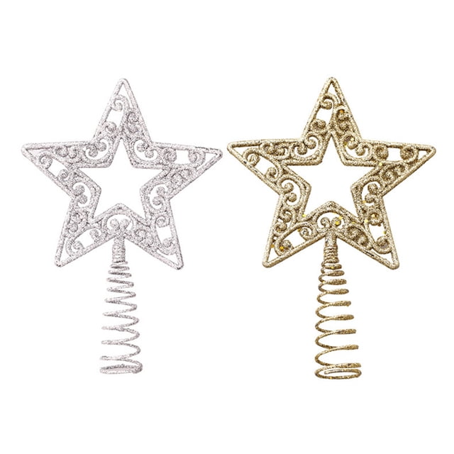 De Decoración Para Árbol De Navidad, Diseño De Copo De Nieve, Estrella Para Árbol De Navidad, Estrella Brillante Para Árbol De Navidad Para Adornos Navideños. 2 Piezas Minnieouse HA040436-02