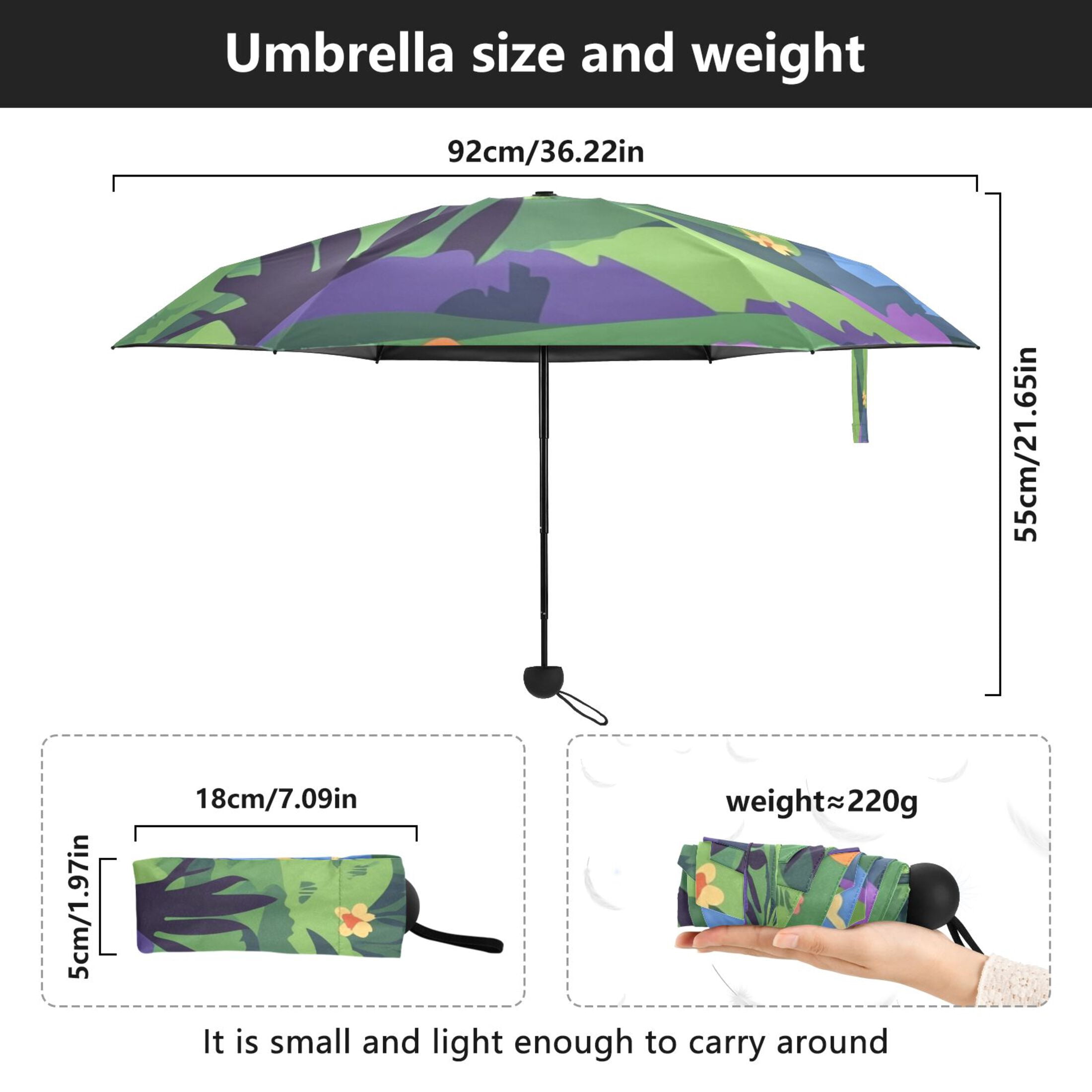 Vibrant Garden Scene Umbrellas for Sun Auto Open Close UV50+ Waterproof 5-Fold Compact Fiberglass Frame