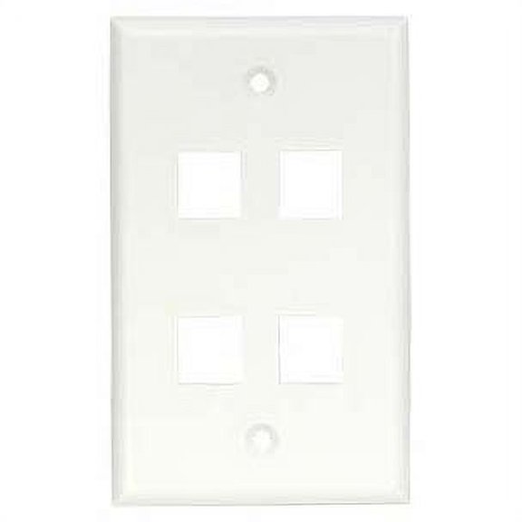 ACCL 4Port Keystone Wallplate White Smooth Face, 1 Pack