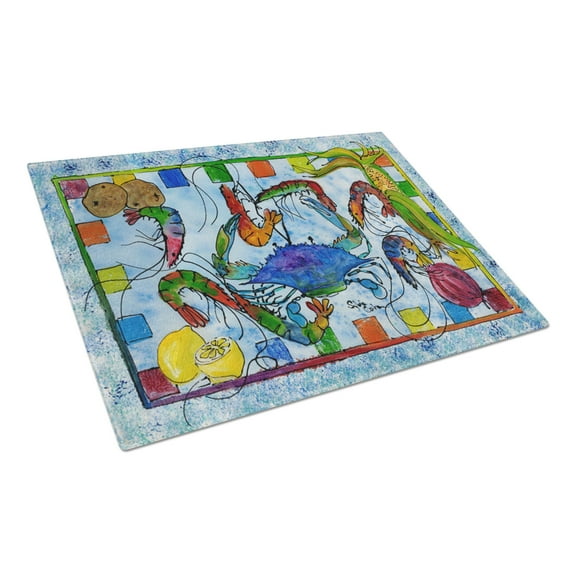 Caroline's Treasures Crab Glass Cutting Board Large