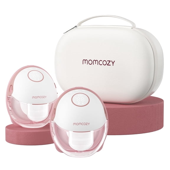 Momcozy Extractor de Leche Manos Libres Mobile Style M6, Extractor de Lactancia Portátil, Ritmo Ideal para Más Leche, Brida de Ajuste Doble, 24 Mm, 2 Unidades Rojas