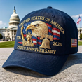 thumbnail image 4 of US 250th Anniversary Cap – United States 250th Anniversary Hat, Adjustable Bald Eagle Printed Patriotic Baseball Cap for Men Women Multi (Blue), 4 of 7