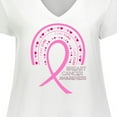 thumbnail image 4 of Inktastic Breast Cancer Awareness Rainbow Ribbon with Hearts Women's Plus Size V-Neck T-Shirt, 4 of 5