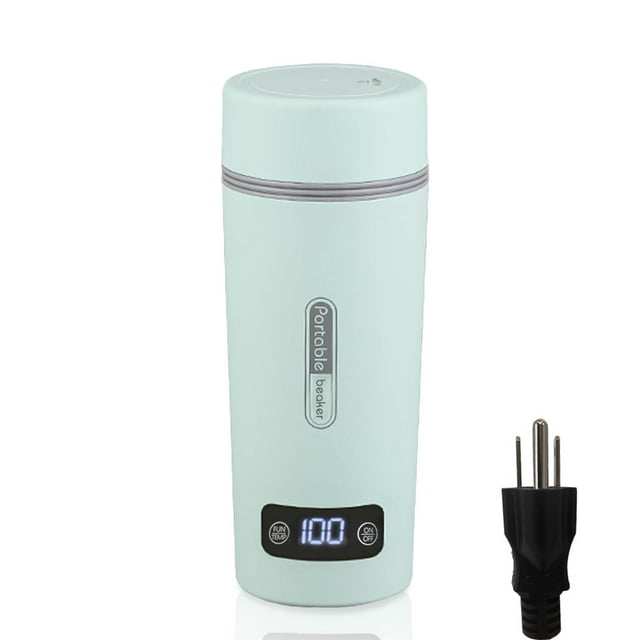 Graflsoa Compact 350ml Travel Electric Kettle with Temperature Control, Stainless Steel Heating Cup, 8-Hour Insulation, Green, 110V US Plug, 300W, 6-Minute Heating, 4-Temp Settings.