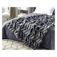 thumbnail image 2 of Posh Living Brodeur 50"x60" Faux Feather Fur Super Soft Fabric Throw - Navy Blue, 2 of 10