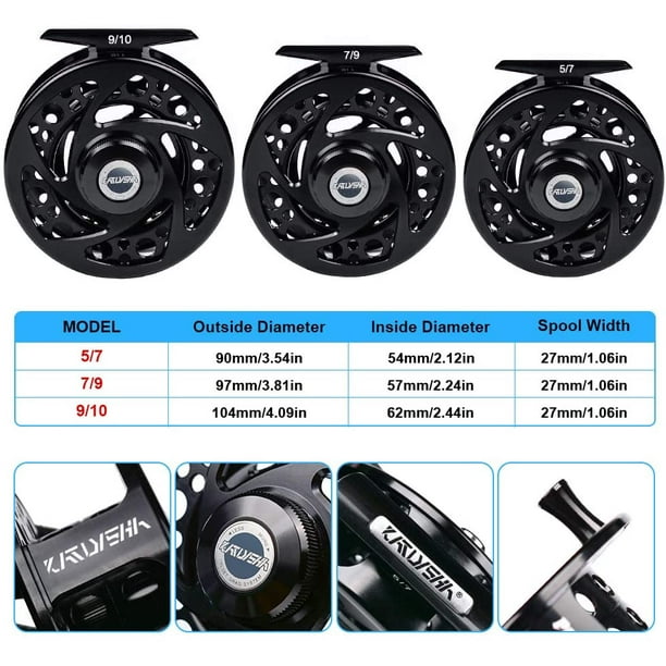 Fly Fishing Reel - Large Arbor Fly Reels - CNC Machined Aluminum Alloy Body  - 5/7/9/10 Wt