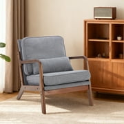 EDX Mid Century Modern Accent Chair, Comfy Fabric Living Room Chairs with Solid Wood Frame, Lounge Reading Armchair, Easy Assembly