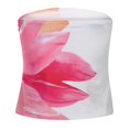 thumbnail image 5 of FYEGRE Strapless Tube Tops for Women Summer Y2K Floral Bandeau Cute Crop Tops Trendy Sleeveless Going Out Outfits White S, 5 of 8