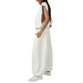 thumbnail image 6 of Baberdicy Pants Pants Throw and Go Onesie Jumpsuits for Women Casual Summer 2023 Cutout Sleeveless Crewneck Drawstring Waist Long Pants Romper with Pockets Bodysuits for Women White S-3Xl, 6 of 9