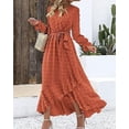 thumbnail image 3 of FreshPretty Womens Boho Cocktail Maxi Dress Fall Fashion V Neck Long Sleeve Swiss Dot Flowy Slit Wedding Guest Dresses, 3 of 6