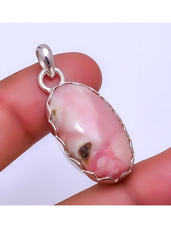 Pink Opal - Peru Gemstone 925 Sterling Silver Pendant 1.56" P_9303_95_41