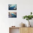 thumbnail image 5 of ZHONGYUTONG Peacock Wall Art 2 Pieces Blue Peacock with Flower Canvas Print Elegant Peacock Pictures Beautiful Birds Painting for Home Decor Frame (11"x14"x2PCS), 5 of 6