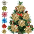 thumbnail image 1 of 6 Pcs Christmas Artificial Gold Poinsettia Flowers, Glitter Flowers Decorations for Xmas Christmas Tree Ornaments and Wreath Decorations - 6.3/4.33 inches, 1 of 8