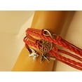 thumbnail image 3 of Charm Leather Bracelets For Women/Men Red With Tree and Bird,  Leather Bracelets, 3 of 8