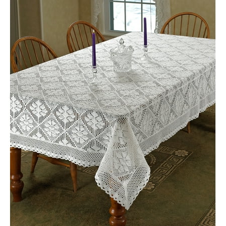 

Stars Crochet Vintage Lace Design Tablecloth 60 square White