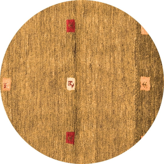 Ahgly Company Indoor Round Abstract Orange Contemporary Area Rugs, 7' Round