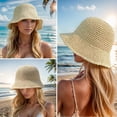 thumbnail image 4 of Floppy Big Beach Sombreros de Paja para Mujer Plegable Verano ala Ancha Sombrero para el Sol Plegable Sombrero de Paja de Viaje para Mujer Sombrero Fedora, 4 of 5