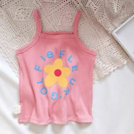 

Promotion!Girls Pink Daisy Print Sleeveless Camisole Vest Top Super Soft Undershirts