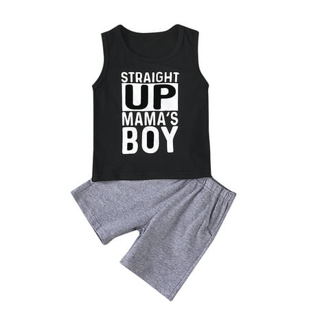 

Musuos Baby Boy Sleeveless Mama s Boy Tank Top Camouflage Shorts Pants Summer Outfits Set