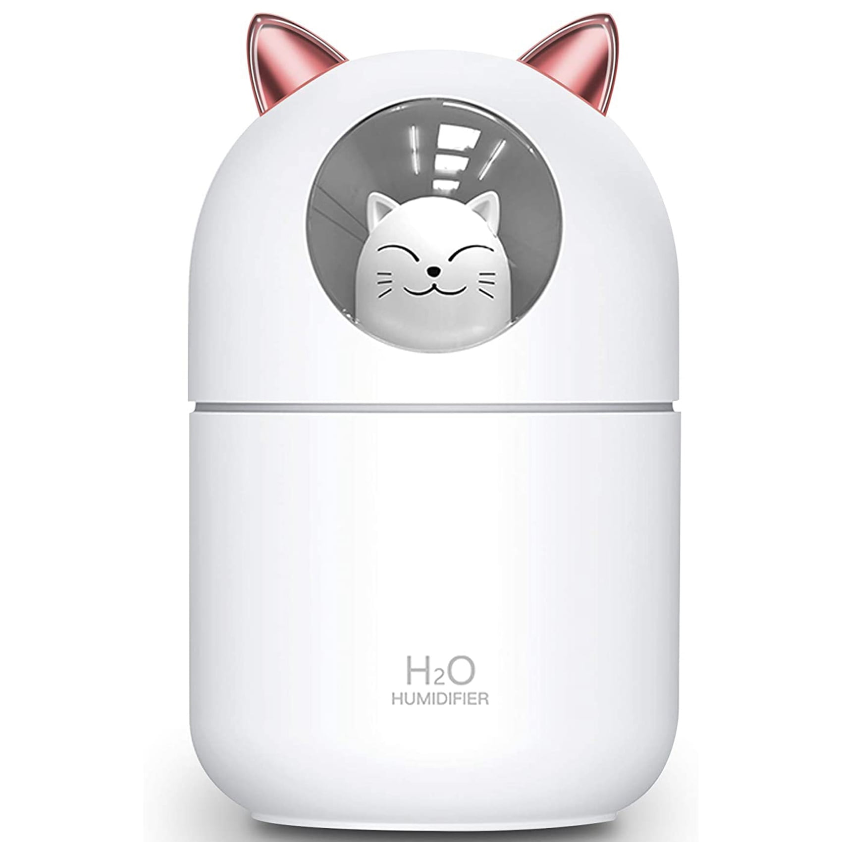 Cute Cat Cool Mist Humidifier for Home Cat Night Light Essential Pure Air for Baby Room Easy Clean Quiet Operation White