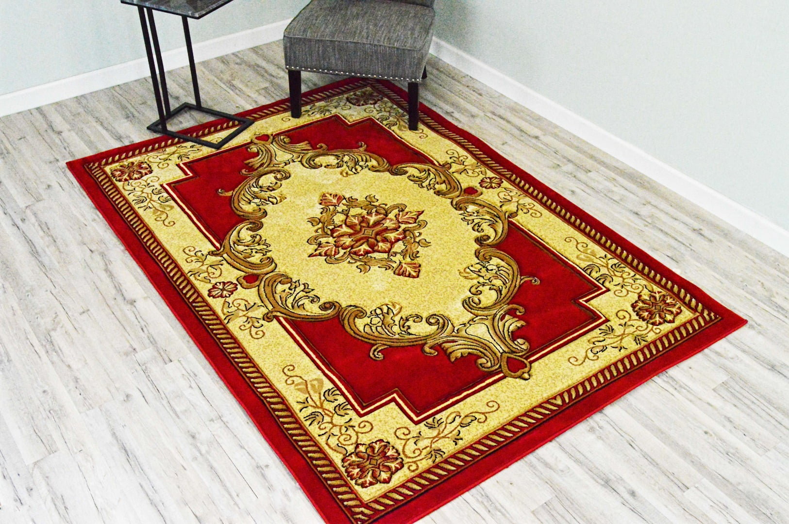 GLAMOUR 3D Hand Carved Traditional Design 206 Red Rug Oriental Floral