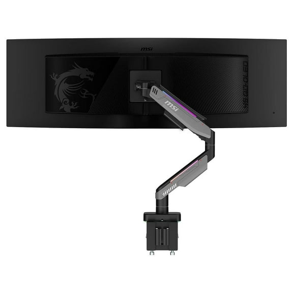 MSI MPG MT201R - Premium RGB Single Monitor Stand Arm,  Supports 17-49" Screens and 44 lbs, VESA Compatible, Adjustable Heavy Duty Gas Spring Mount, Clamp & Grommet, Quick Release Plate - Gray