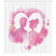 thumbnail image 3 of Wife Shower Curtain, Romantic Valentine Lovers Silhouette on Watercolor Heart Background, Fabric Bathroom Set with Hooks, 69W X 84L Inches Extra Long, Pale Pink Lilac and Peach, by Ambesonne, 3 of 3