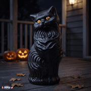 PMU Halloween Black Cat - Blow Mold Plastic Cat Statue - Perfect Décor for Halloween, Home, Yard, Lawn, Garden, Indoor and Outdoor - Best for Party Favors and Supplies - (Yellow Eyes) 17 Inch Pkg/1