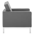 thumbnail image 3 of Modway Loft Tufted Upholstered Faux Leather Armchair in Silver/Gray, 3 of 5
