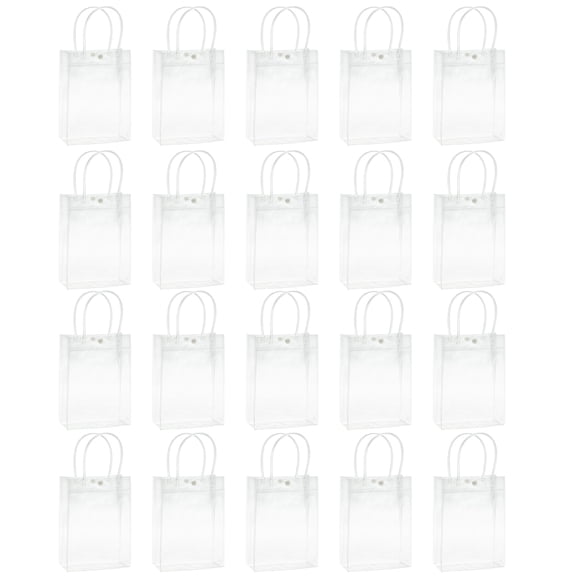 Clear PVC Gift Bag with Handle,Small Transparnt Gift Wrap Bag,Clear Toted Bag Reusabled Shopping Bag for Merchandise