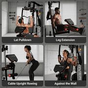 HARISON Home Gym - Full Body Workout Equipment, Exercise Equipment with 450lbs, Multifunctional Home Gym Equipment for Home with Pulley System, Weight Bench, Rowing Machine