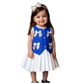 thumbnail image 5 of Girls O-neck Sleeveless Bow Vest Top with White Pleated Skirt 2 Piece Formal Dress Set Outfit Set, 5 of 5