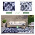 thumbnail image 3 of DEORAB Outdoor Rugs Waterproof Plastic Straw Mat 8'x10' Reversible for RV Patio Deck Beach Navyblue & White, 3 of 7