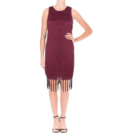 - Lush Womens Lace Fringe Cocktail Dress