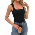 thumbnail image 3 of Females Square Neck Tank Tops Dressy Summer Sleeveless Shirts Going Out Fitted Trendy Tops T Shirts Blouses Black L, 3 of 9