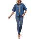 thumbnail image 2 of CHAQUETA DE JEAN DE MANGA CORTA PARA MUJER INSPIRE CHIC, CAMISA DE BOTONES ESTILO BOXY, CHAQUETAS DE JEAN CASUAL 2XL AZUL, 2 of 6