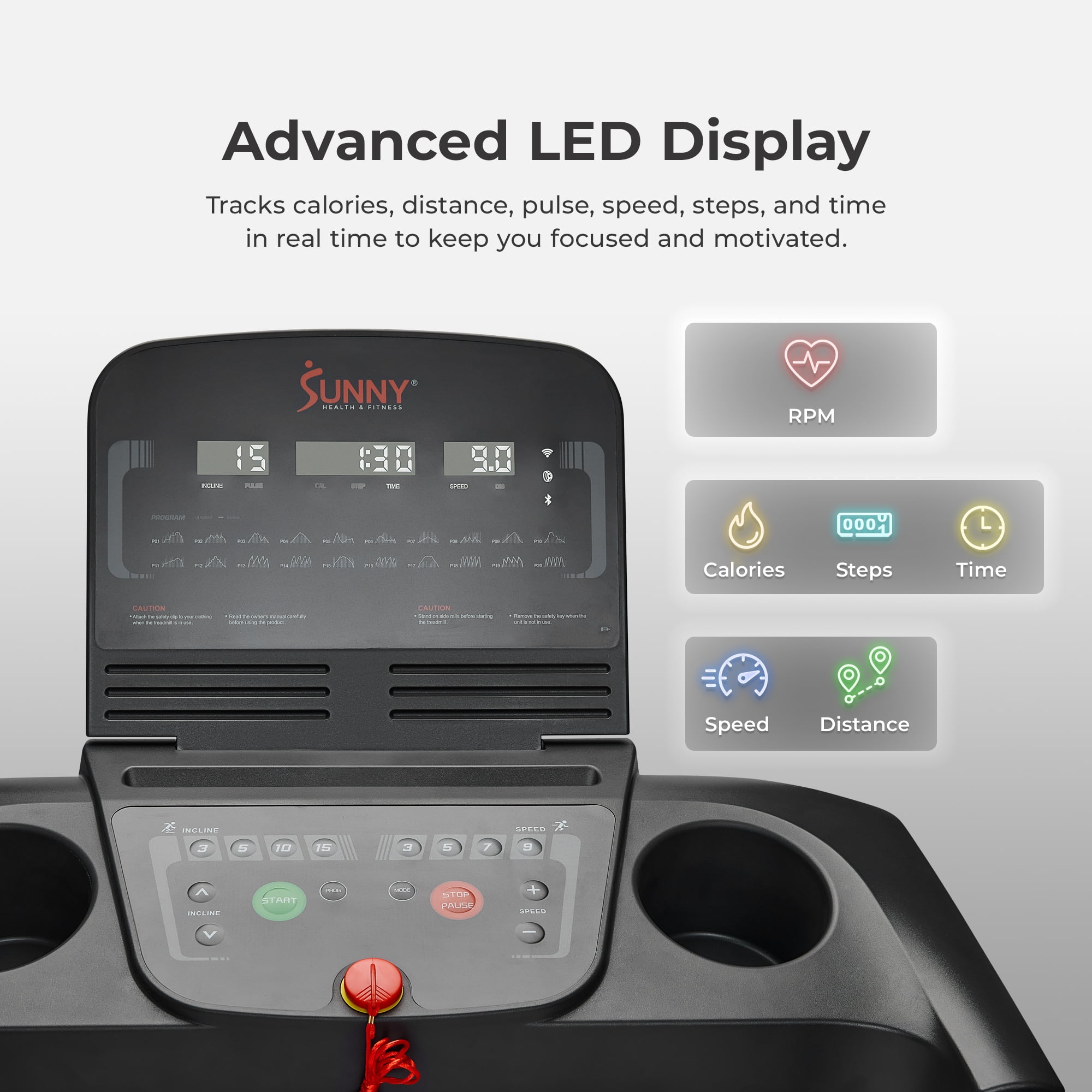 Sunny Health & Fitness Active 400 Smart Auto Incline Treadmill
