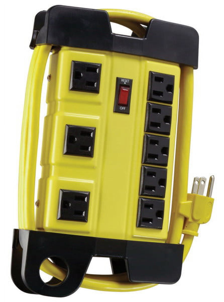 Woods Heavy Duty 8-Outlet Power Strip, 6-Foot, Yellow, NEMA 5-15P Connector Type