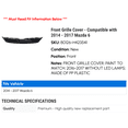 thumbnail image 2 of Front Grille Cover - Compatible with 2014 - 2017 Mazda 6 2015 2016, 2 of 2