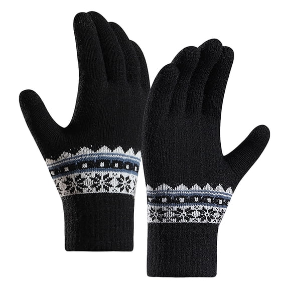 OJJCXA Womens Mens Gloves for Women Men Double Fleece Jacquard Knit Touch Screen Gloves Winter Warm Outdoor Gloves
