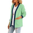 thumbnail image 4 of Stralyhd Jean Jacket Women Long Sleeve Fall Retro Denim Jackets Short Waffle Jean Coats Light Wash Button Down Cardigan with Pockets Green S, 4 of 5