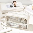 thumbnail image 4 of PoyoKee 1pc Cute Pencil Case, Transparent Large Capacity Cloth Pencil Pouch, Portable Rectangular Storage Pen Bag for Classroom Desk Organizer, White, 4 of 6